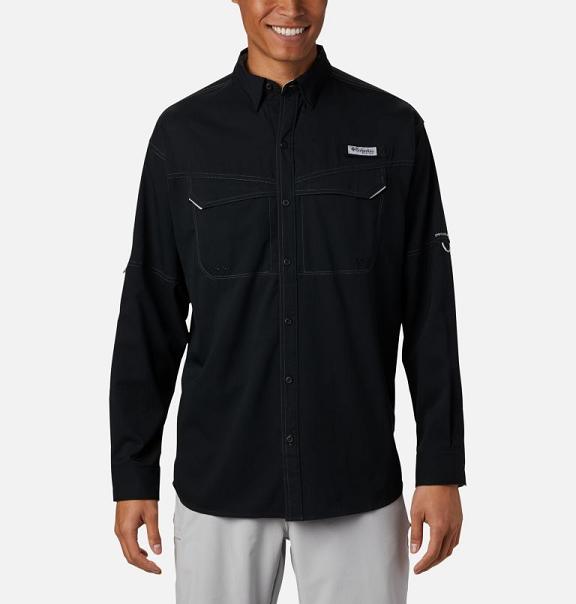 Columbia PFG Low Drag Offshore Shirts Black For Men's NZ97453 New Zealand